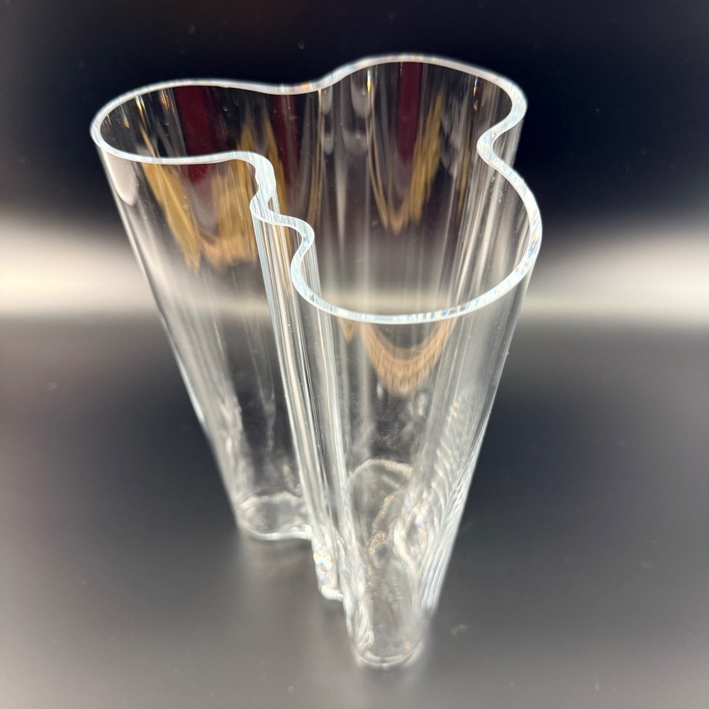 Iittala Alvar Aalto Clear Glass Wave Vase Large 251mm Finland 10"